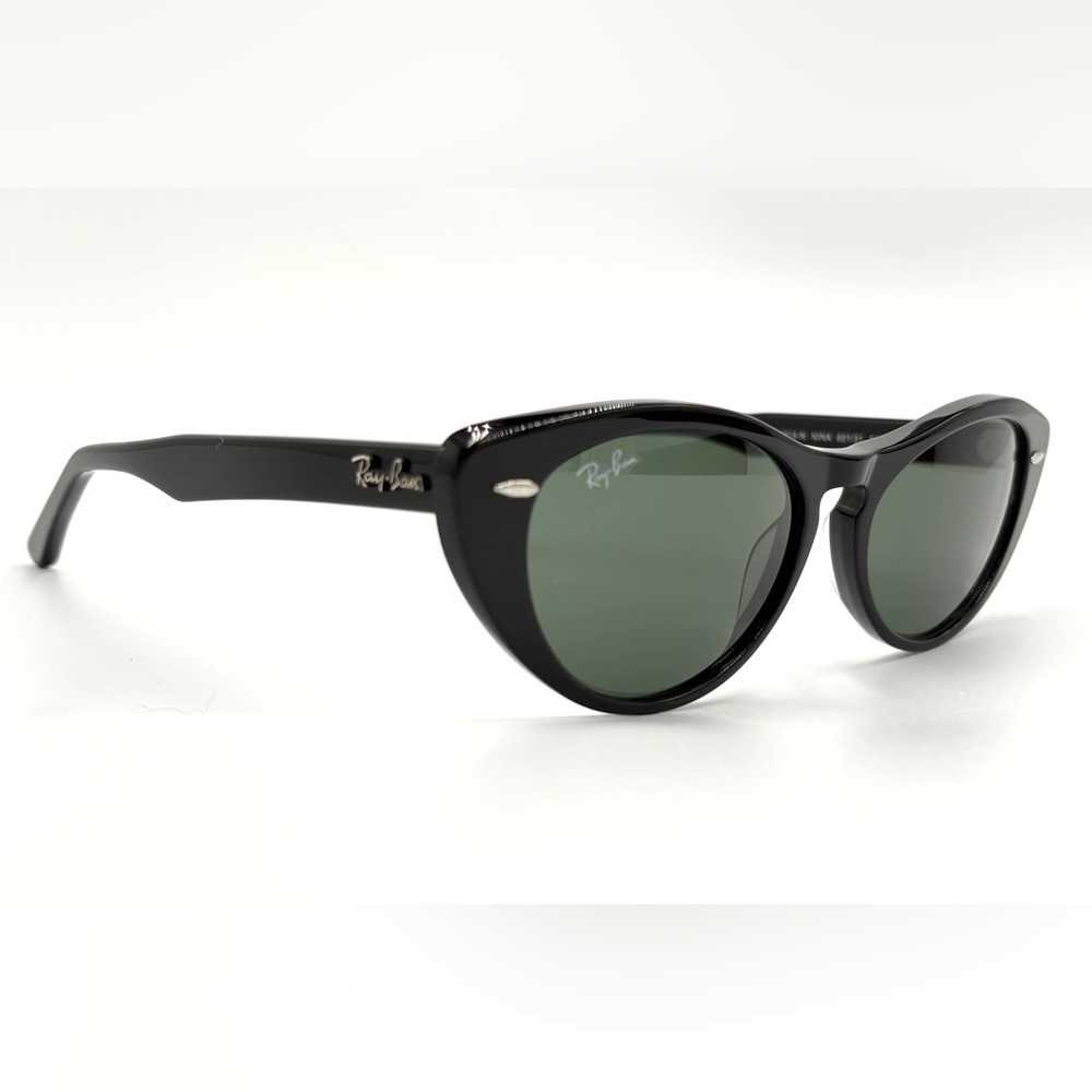 Ray-Ban Nina Black Cat-Eye Sunglasses 901/31 Green G-15 54-140 Comes w/Case - Picture 7 of 16